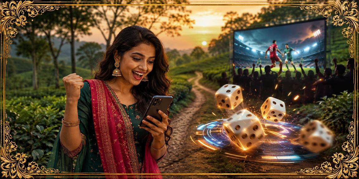 A lively dice game scene at a tea garden in Rangpur